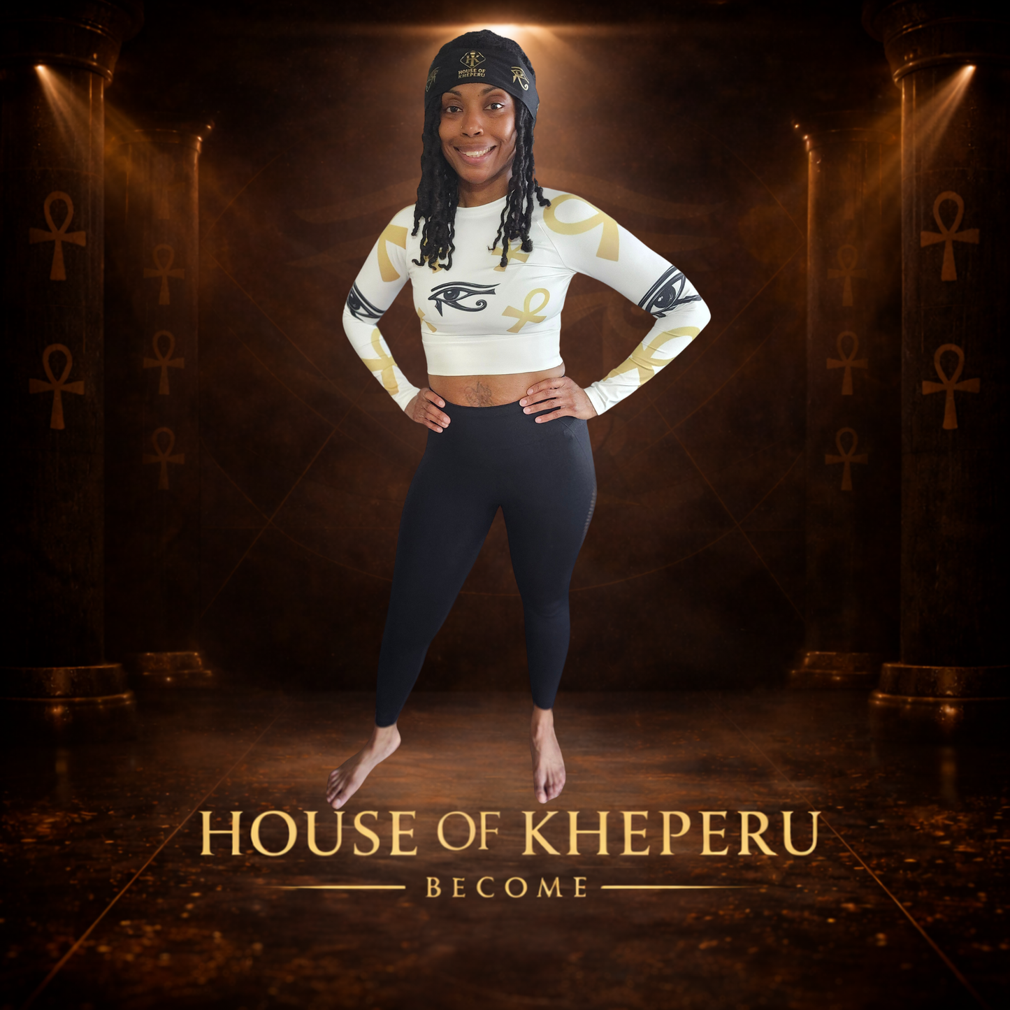 Ankh long-sleeve crop top