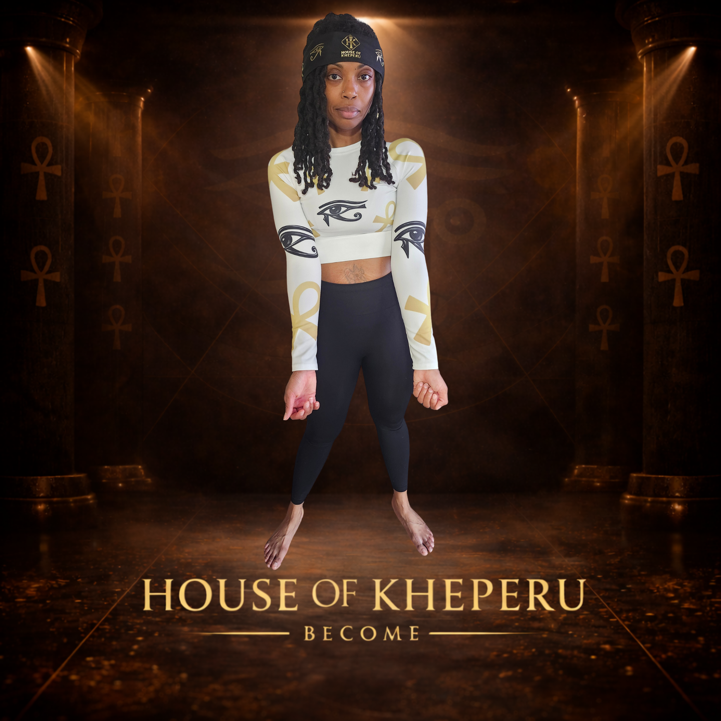 Ankh long-sleeve crop top